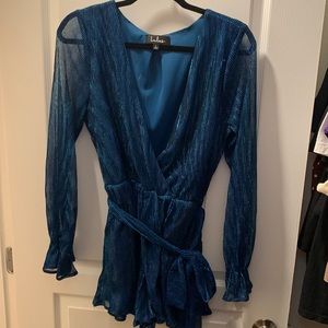 Lulus electric blue metallic romper
